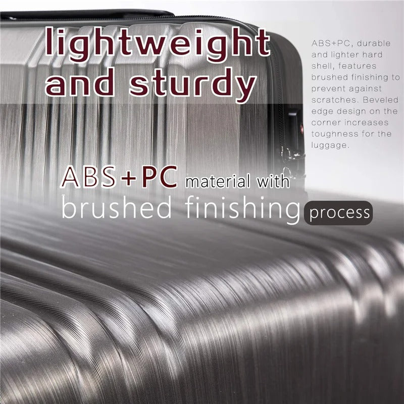 Dark grey hard-shell suitcase set with brushed texture