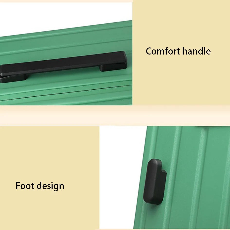 Green hard-shell suitcase with smooth panels and spinner wheels