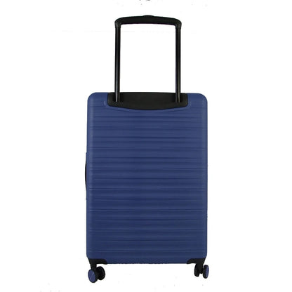 Blue 28-inch hard-shell suitcase with ribbed texture