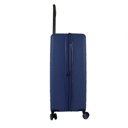 Blue 28-inch hard-shell suitcase with ribbed texture
